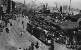 The French Bund looking north. This busy dock area turned ships around in 24 hours.   Trams ran along this section of the Bund.
