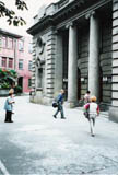 Ohel Rachel Synagogue with its classic columns.